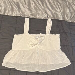 American Eagle Outfitters White Smocked Tie Front Camisole